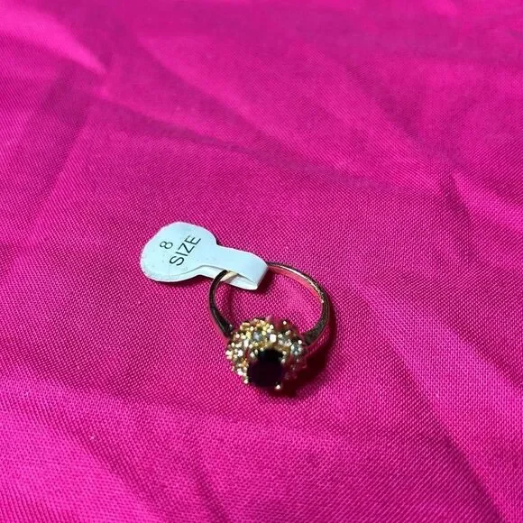 February Birthstone Fashion Colorful Rhinestone Boutique Ring Gold Plates Size 8 - Picture 2 of 4